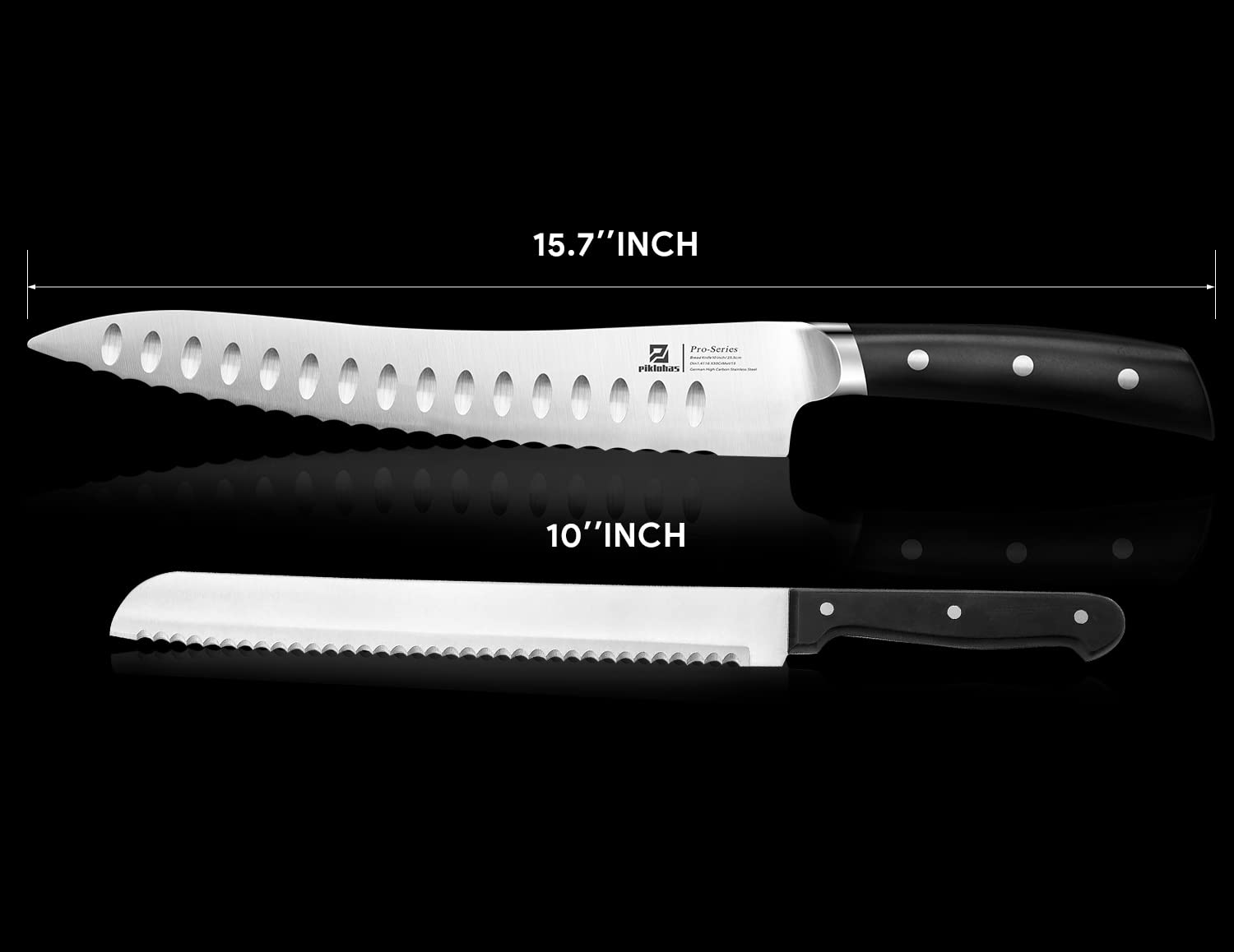 Piklohas Resharpenable Bread Knife, 10 Inch Multifunction Serrated Knife for Homemade Bread, Razor Sharp Sourdough Slicing with Innovative Wavy Edge for Efficient Cutting, Baking & Wedding Gifts