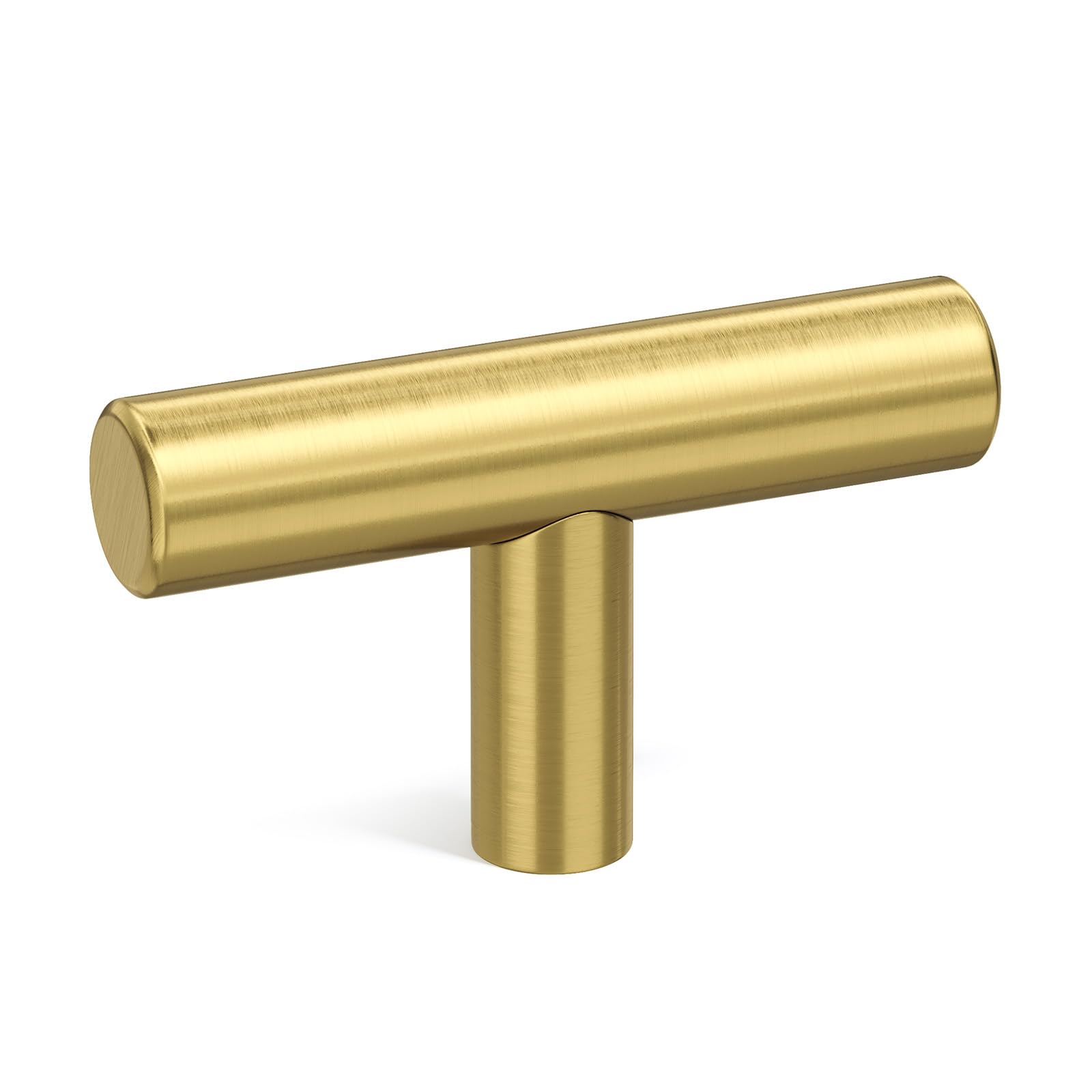 goldenwarm 10er-Pack goldene Schrankknöpfe, gebürstetes Messing, goldene Schubladengriffe, goldene Kommodenbeschläge – LS201GD Einlochgriffe für Küchenschranktüren, Schrankbeschläge, 5 cm Gesamtlänge