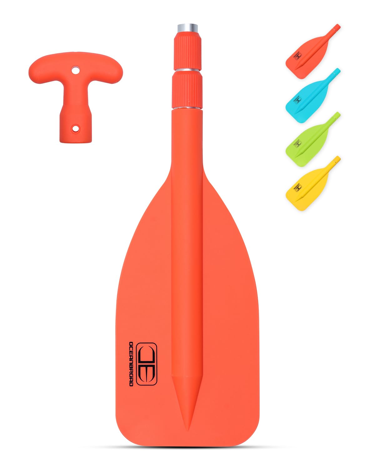 OCEANBROAD Telescoping Emergency Paddle 21''-42''（Assembling Required） Collapsible Paddles Aluminium Shaft for Kayaking Boating Canoeing River Tubing, Orange, 1 Paddle