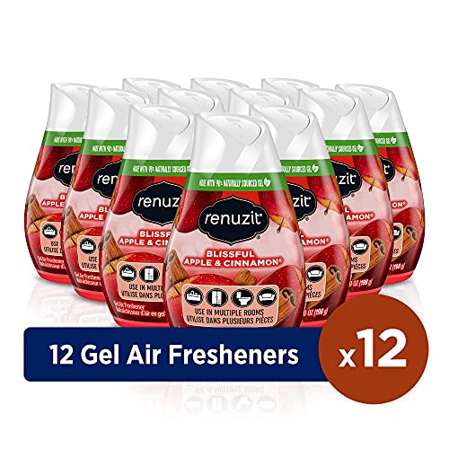 Renuzit - 1717587 Blissful Apple & Cinnamon Adjustable Gel Air Freshener, 7oz Cone (Pack of 12)