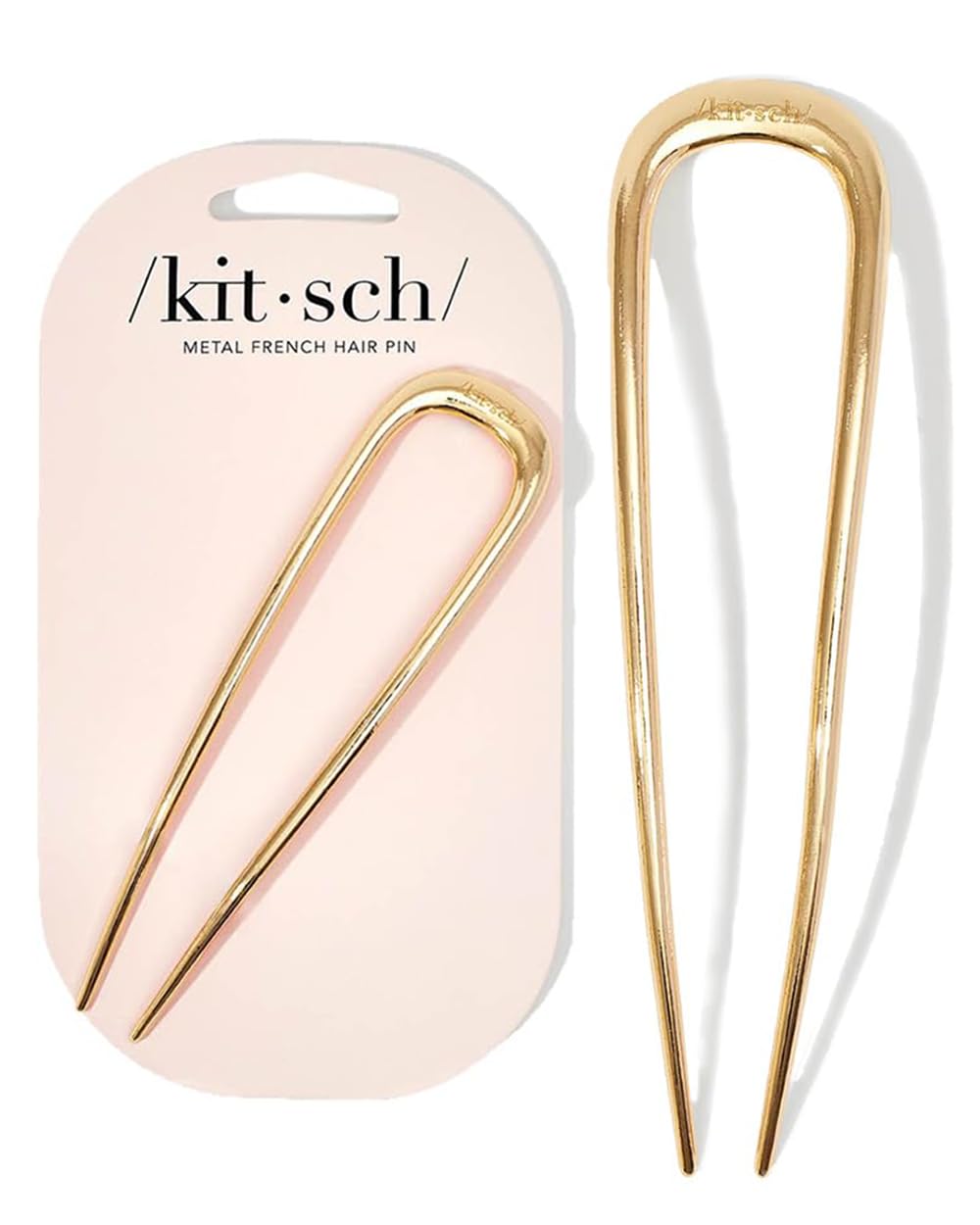 Kitsch French Hair Pins for Women – Elegant & Durable Metal Hair Fork for Updos, Chignon, Bun & Twist Hairstyles, Secure Hold All Day, Comfortable Fit- Gold, 1pc
