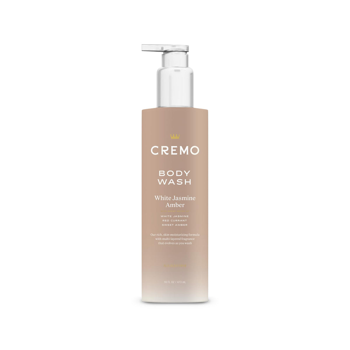 Cremo White Jasmine Amber Skin Moisturizing Body Wash for Women, Notes of White Jasmine, Red Currant, and Sweet Amber, 16 Fl Oz
