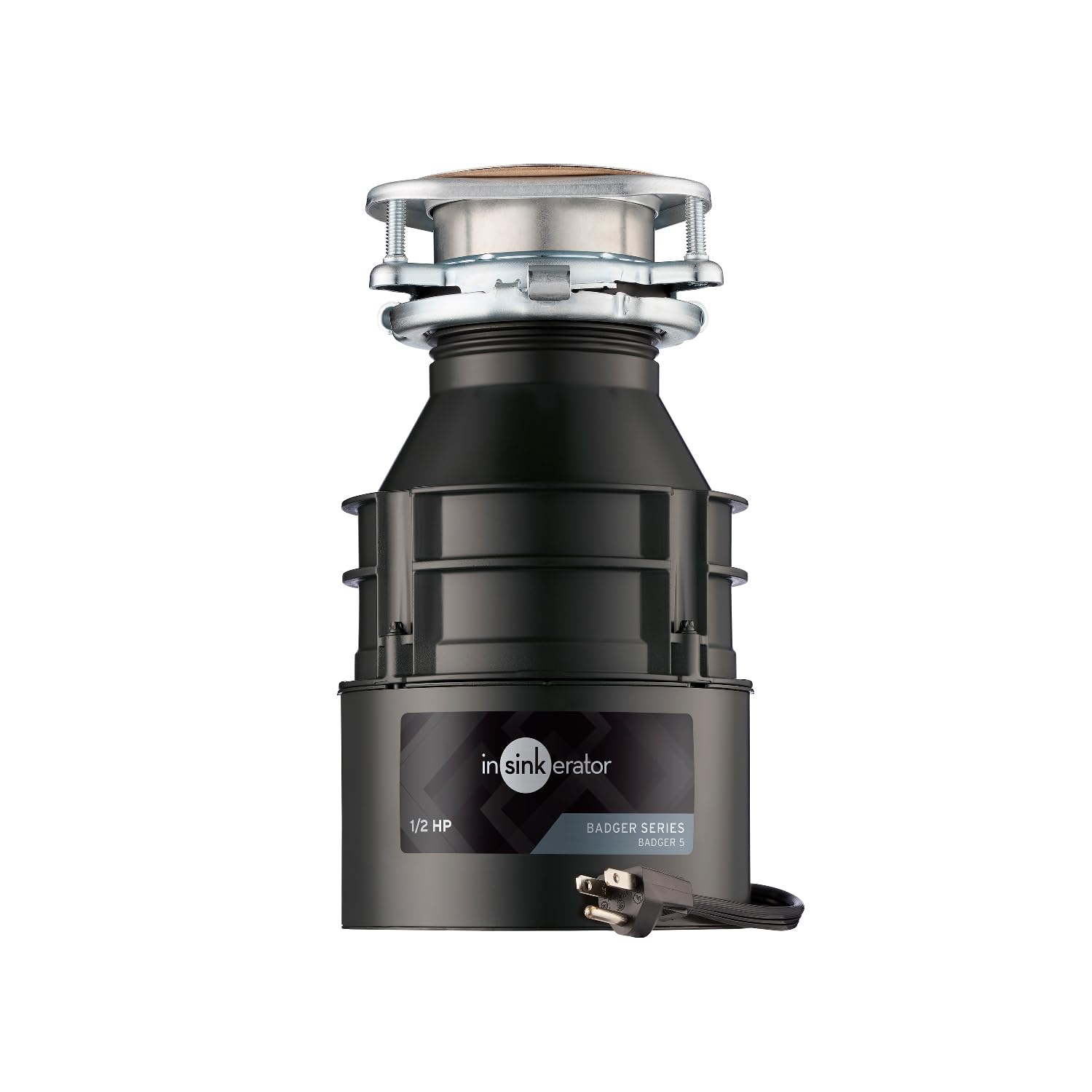 InSinkErator Badger 5 Küchenabfallentsorger mit Netzkabel, Standard Serie 1/2 PS Dauereinspeisung Speiseresteentsorger, Badger 5 W/C, Keine Größe, Schwarz/Grau