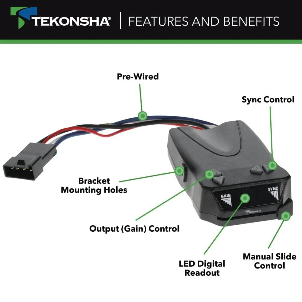 Tekonsha 8507120 Brakeman IV, Time-Delay Brake Controller For Trailers with 1-4 Axles, Compatible with Ford, GM, Chevy, Dodge, RAM, Toyota, Jeep. Wiring harness sold separately.