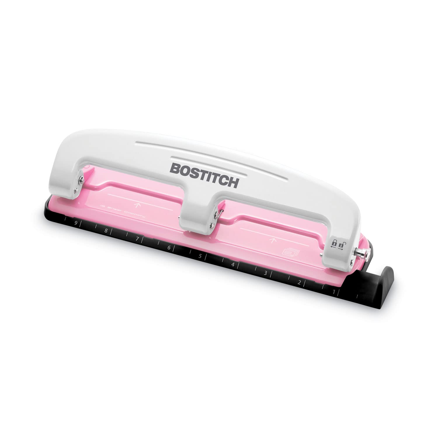 PaperPro inCOURAGE 12 3-fach Locher mit geringem Kraftaufwand, 12 Blatt, Pink (2188)