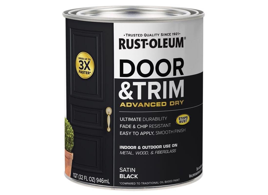 Rust-Oleum 369383 Advanced Dry Tür- und Zierleistenfarbe, Liter, Satin Schwarz