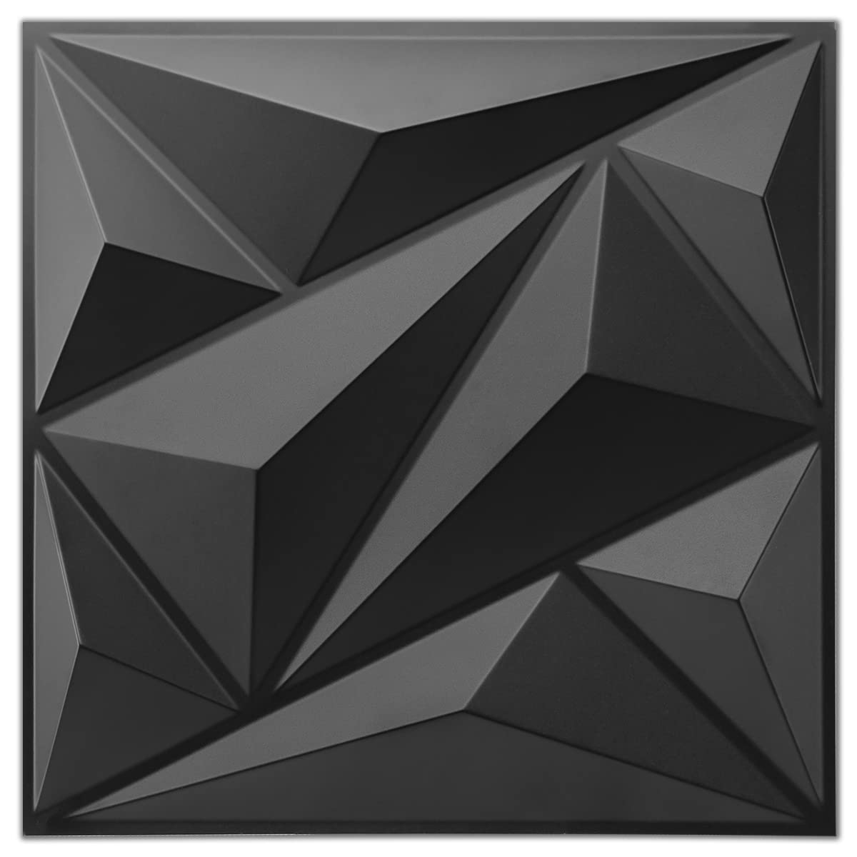 Art3dwallpanels 33 Pack 3D Wall Panel Diamond for Interior Wall Decor, PVC Flower Textured Wall Panels for Living Room Lobby Bedroom Hotel Office, Black, 12''x12'' Cover 32.Sq.Ft.