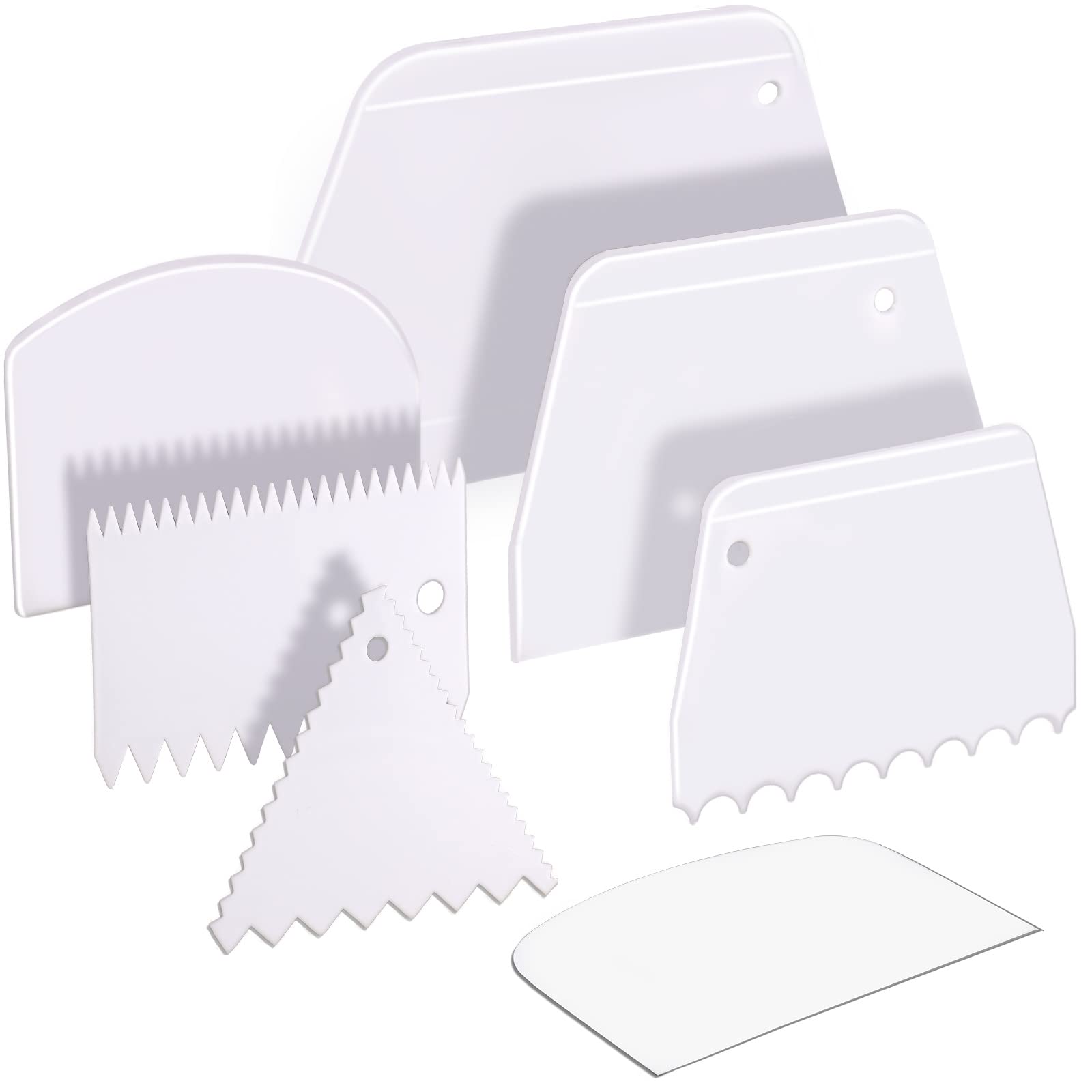 Teenitor Cake Scraper Cake Smoother, 7 Pcs Dough Scraper Bowl Scraper Cake Cutter Cake Spatula Bench Scraper Kitchen Plastic Scraper Tool Cake Decorating Kit