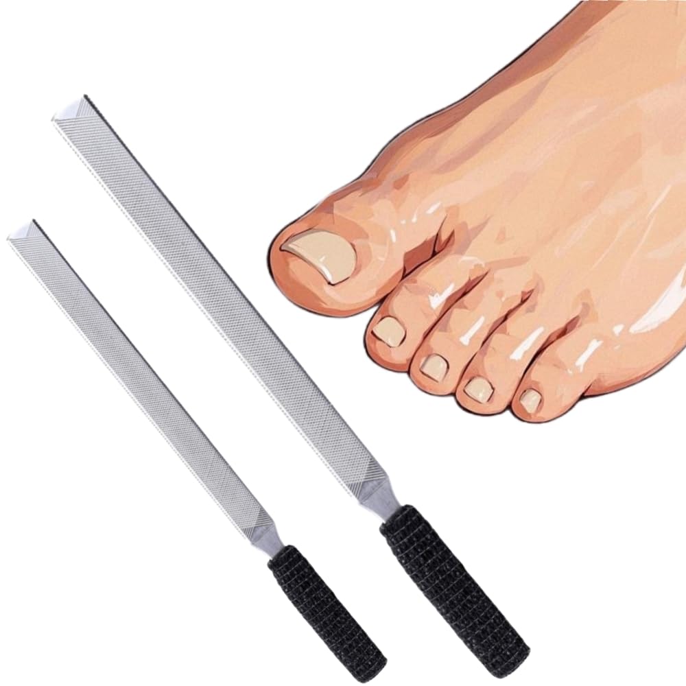 IDOU 2 Pieces Toe Nail Files for Thick Nails,Stainless Steel, 4 Sides for Men Seniors & Dogs