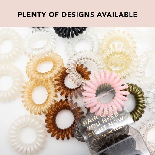 Kitsch Spiral Hair Ties for Women - Creaseless and Dent-free Coil Hair Ties No Damage, Phone Cord Coils | Made of Flexible and Durable Plastic | Ideal for Daily Use - 4pcs (Brunette)