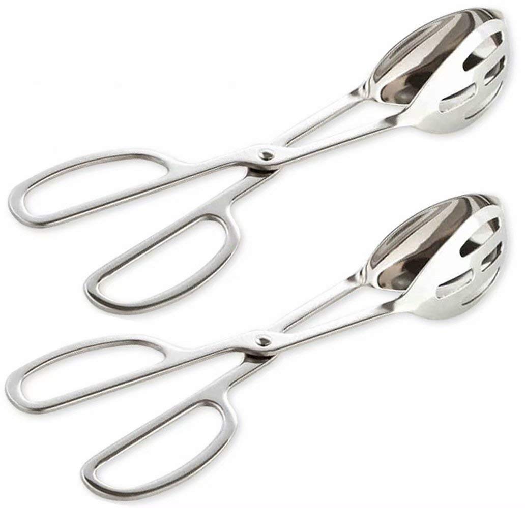 KEBE 2-PACK Serving Tongs for Buffet Party Catering, Thickening Food Serving Salad Cake Bread Kitchen Tongs, Stainless Steel
