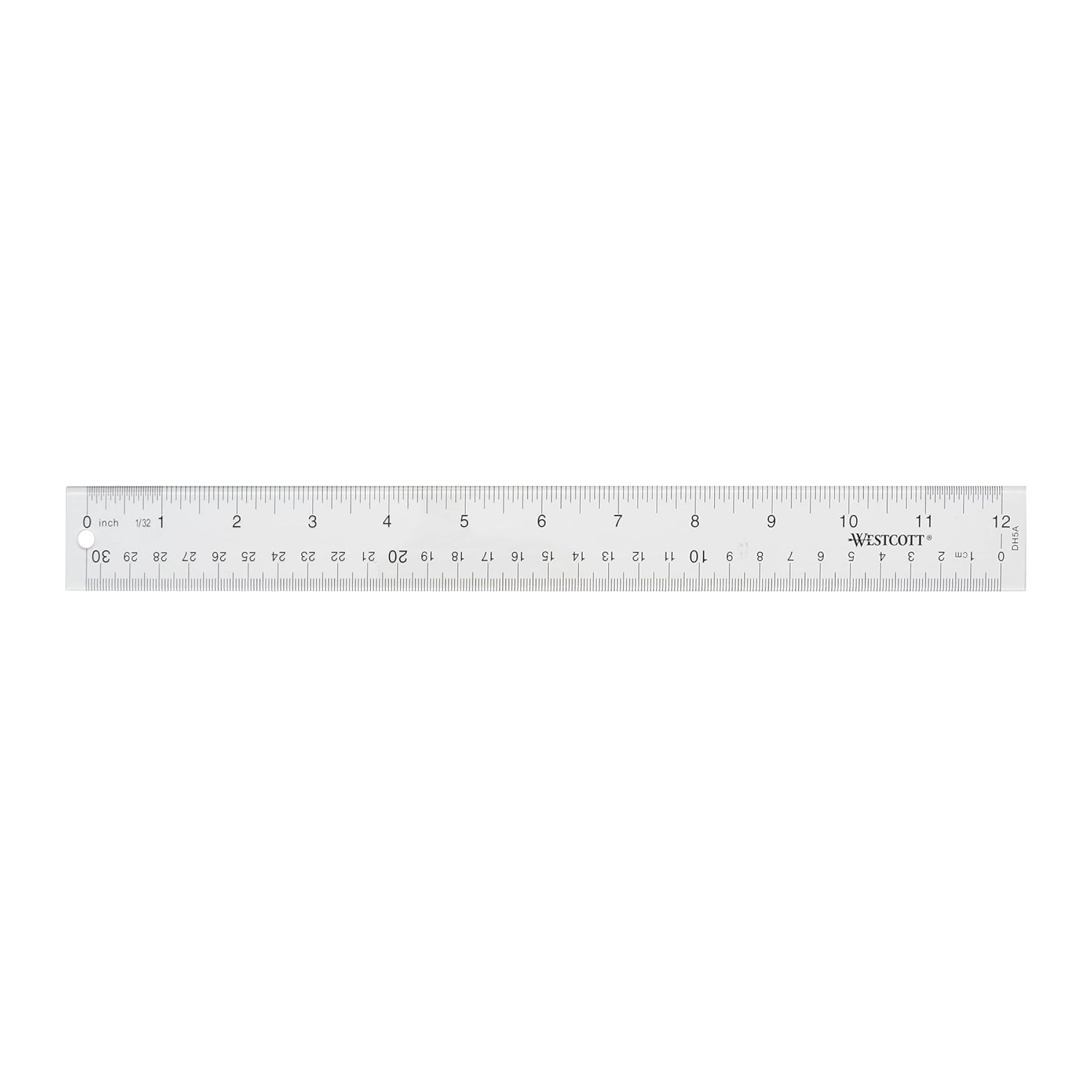 Westcott Acrylic Clear Ruler, Easy-to-Read Markings, Scratch-Resistant Design, Raised Beveled Edges, for Crafting, Office, Classroom, Back to School, School Supplies, 12-Inch