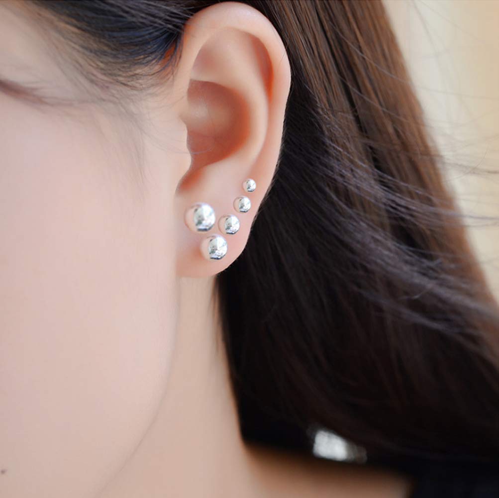 925 Sterling Silver Stud Earrings for Women, Sterling Silver Earrings Tiny Stud Earrings for Multiple Piercings 5 Pairs Different Sizes Silver Stud Earrings Set 2mm 3mm 4mm 5mm 6mm
