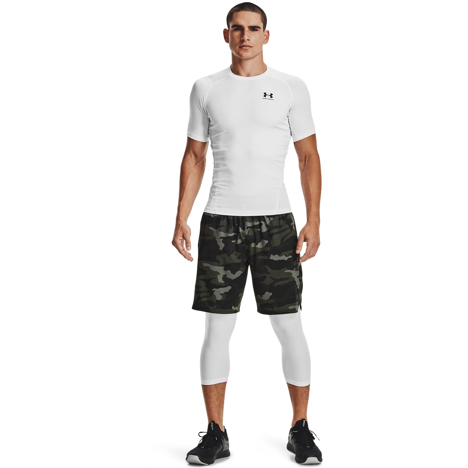 Under Armour Men's Armour HeatGear Compression Short-Sleeve T-Shirt , White (100)/Black, Medium