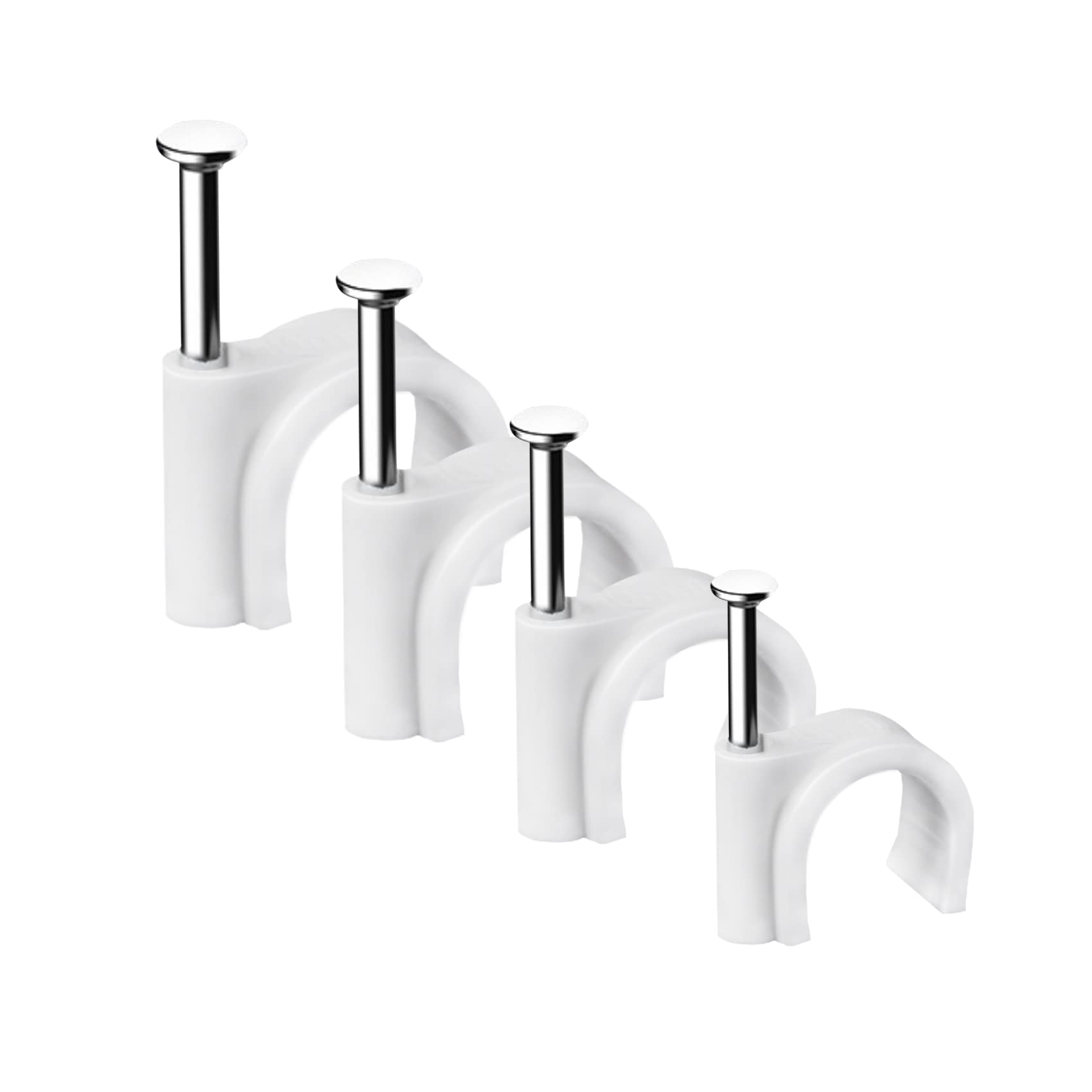 Abnii Kabelklemmen, 400 Stück, 4 mm, 6 mm, 8 mm, 10 mm, Draht-Wandklemmen mit Stahlnägeln, Ethernet-Kabelklemmen, Kabelnägel, Koaxialkabelklemmen, RG6, RG59, CAT6, RJ45, Kabelklemmen, Weiß...