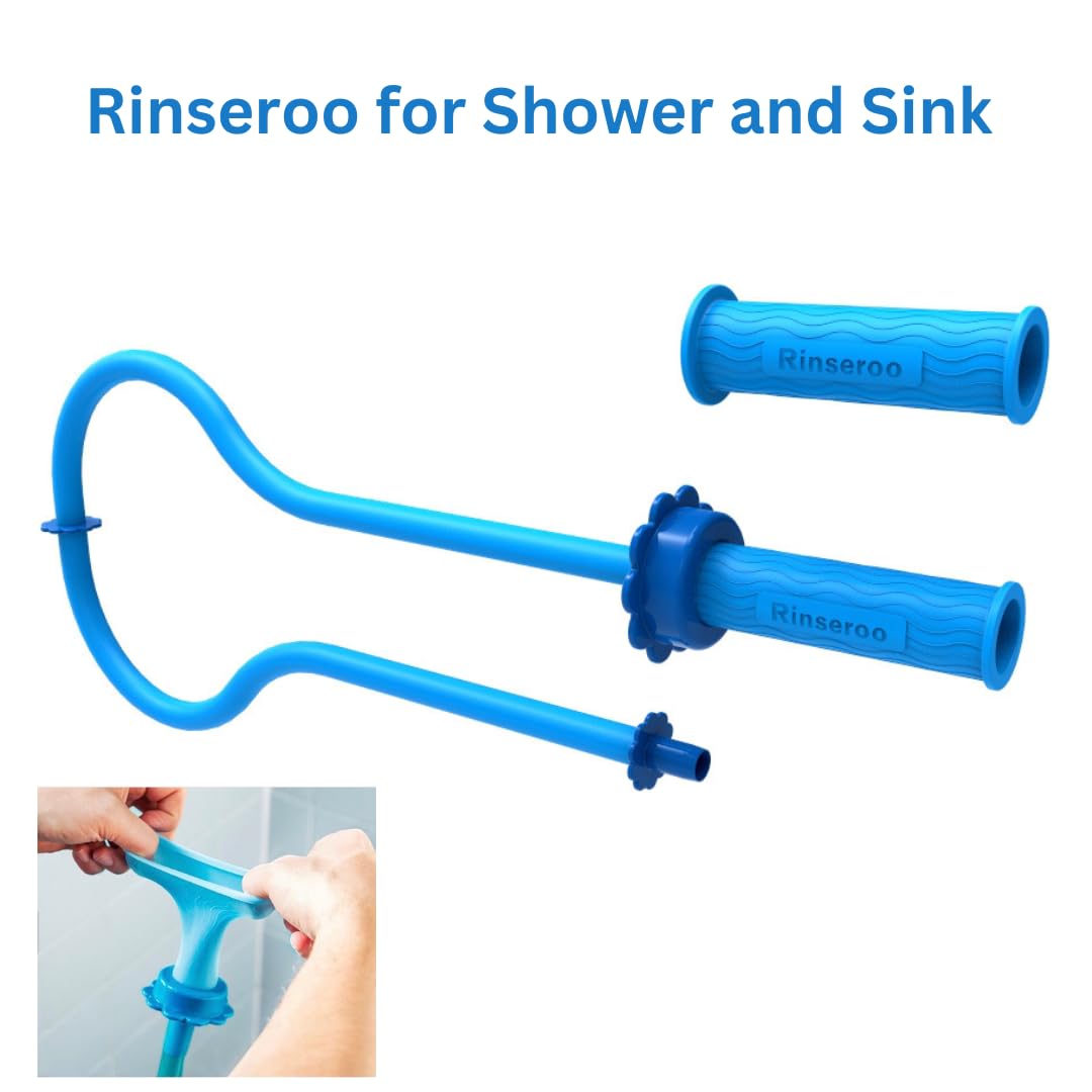 Rinseroo: "Shower Cleaning Thing"–Slip-On Handheld Hose Attachment for Fast, Mess-Free Shower Wall Rinsing–6 Ft Hose, Fits Up to 5" Shower Head –Temporarily Converts Standard Shower into Handheld