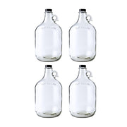 Fastrack 4-Pack 1 Gallon Glass Jug Set (128 oz) w/ Polyseal Caps | Multipurpose 1 Gallon Jug, & Detergent Dispenser for Laundry, Glass Jar for Liquids, Water & Juice