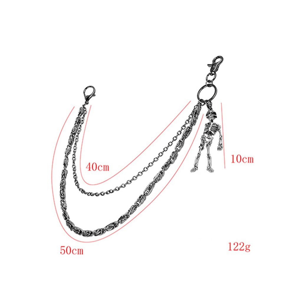 PINKPIN Skeleton Wallet Chain Biker Jean Pocket Chain Unisex Pant Trouser Skull Chain for Men Women