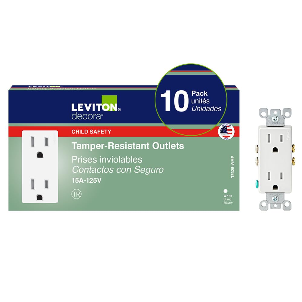 Leviton 15 Amp Decora Duplex Steckdose manipulationssicher, 10er-Pack, T5325-WMP, Weiß