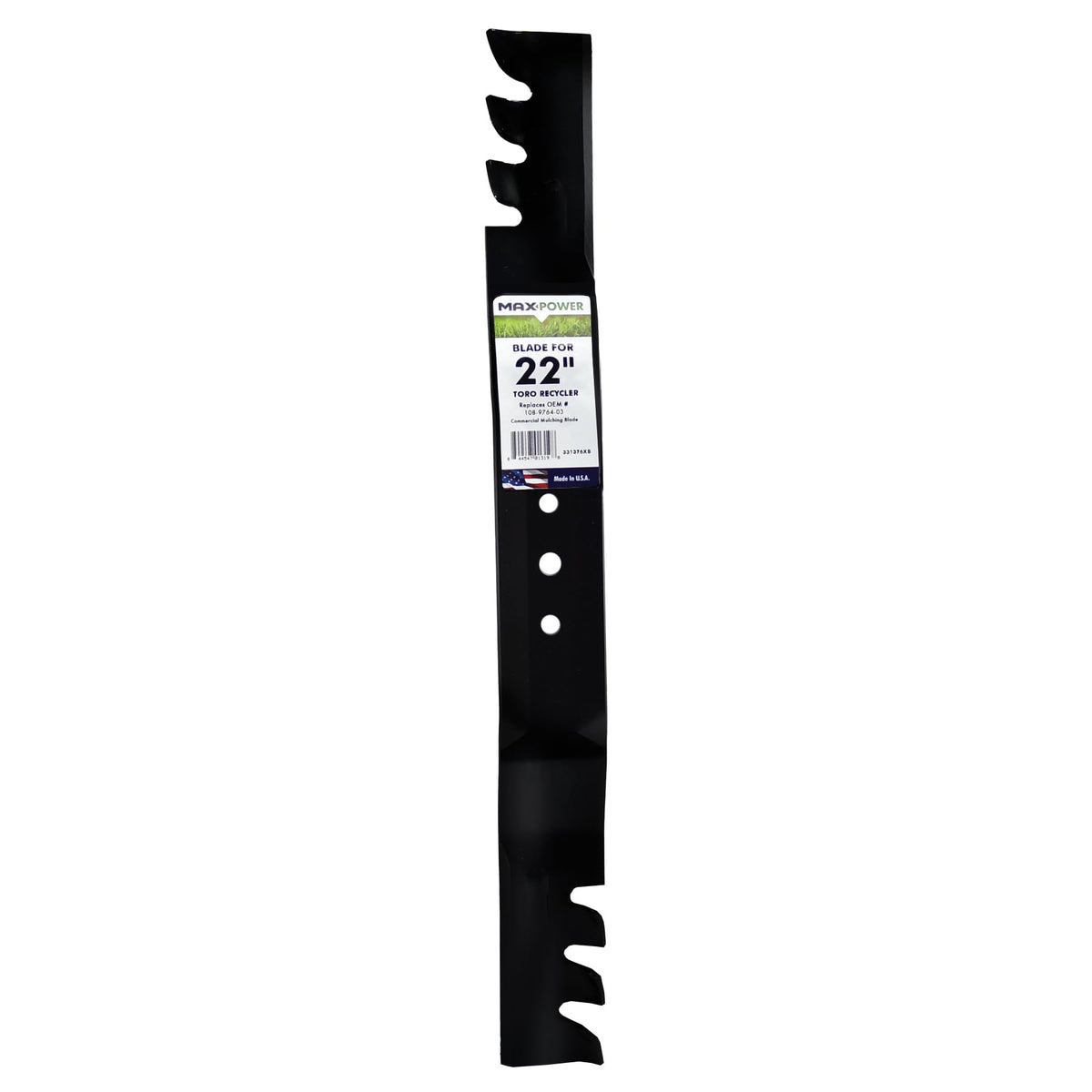 MaxPower 331376XB Commercial Mulching Mower Blade for 22" Toro Recyclers, Replaces OEM no. 108-9764-03, 131-4547-03, Black