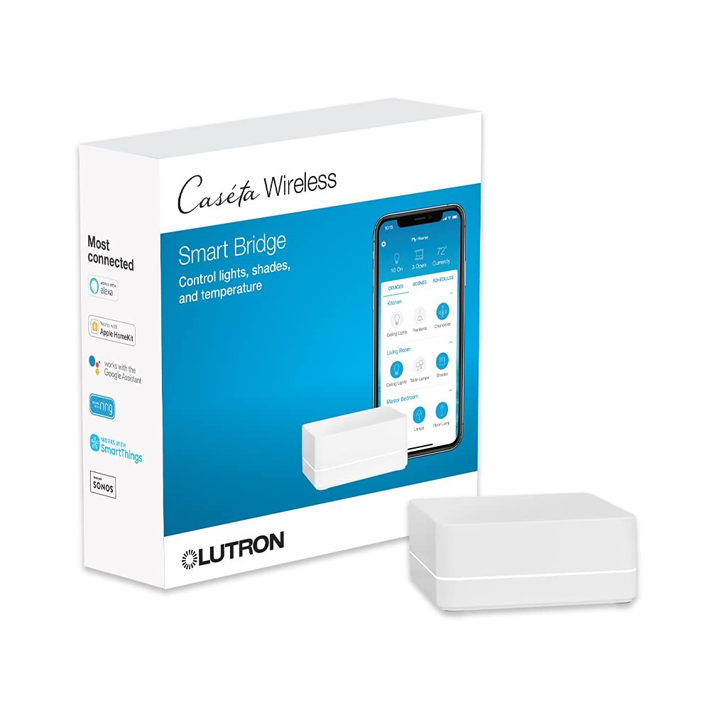 Lutron Caseta Smart Lighting Smart Hub für Glühbirnen und Ventilatoren, kompatibel mit Amazon Alexa, Apple Homekit, Google Home, 75 Gerätekapazität, L-BDG2-WH, Weiß