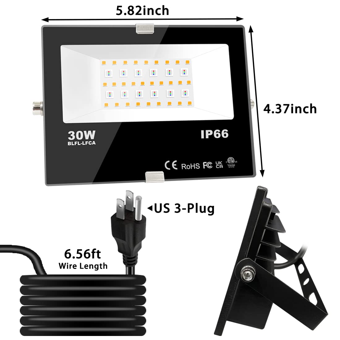 LED Flood Light Outdoor 30W, 300W Equivalent 3000LM Smart RGB Landscape Lighting with APP Control, DIY Scenes -Timing - Warm White 2700K -Color Changing Uplight, IP66, US Plug, No Remote MELPO(4 Pack)