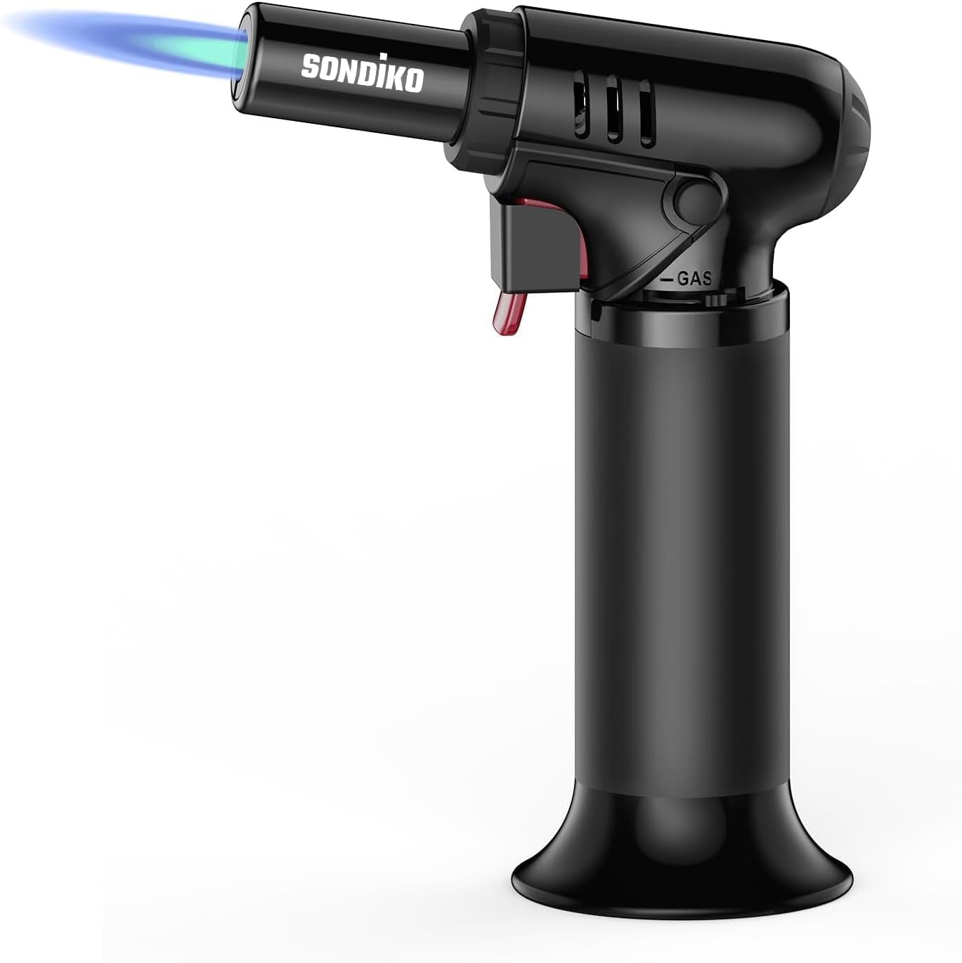 Sondiko Butanbrenner mit Tankanzeige S907, Nachfüllbarer Lötbrenner mit einstellbarer Flamme zum Schweißen, für Harzkunst, Industrie (Butangas nicht enthalten)