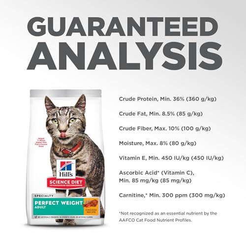 Hill's Science Diet Perfect Weight, Adult 1-6, Weight Management Support, Dry Cat Food, Chicken Recipe, 7 lb Bag