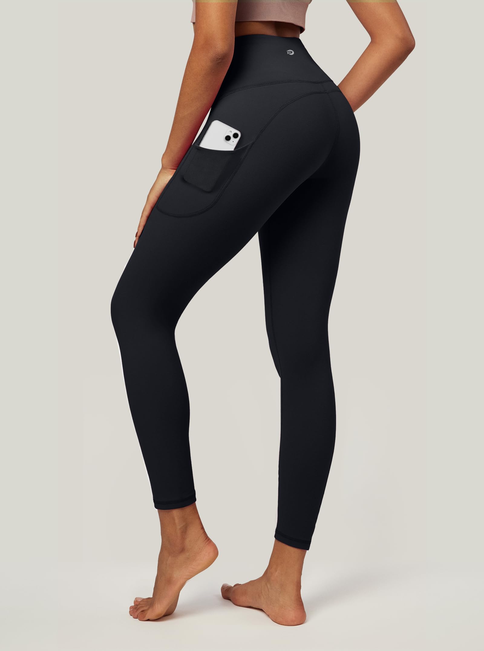 IUGA High Waist Yoga Pants with Pockets, Leggings for Women Tummy Control, Workout Leggings for Women 4 Way Stretch Black