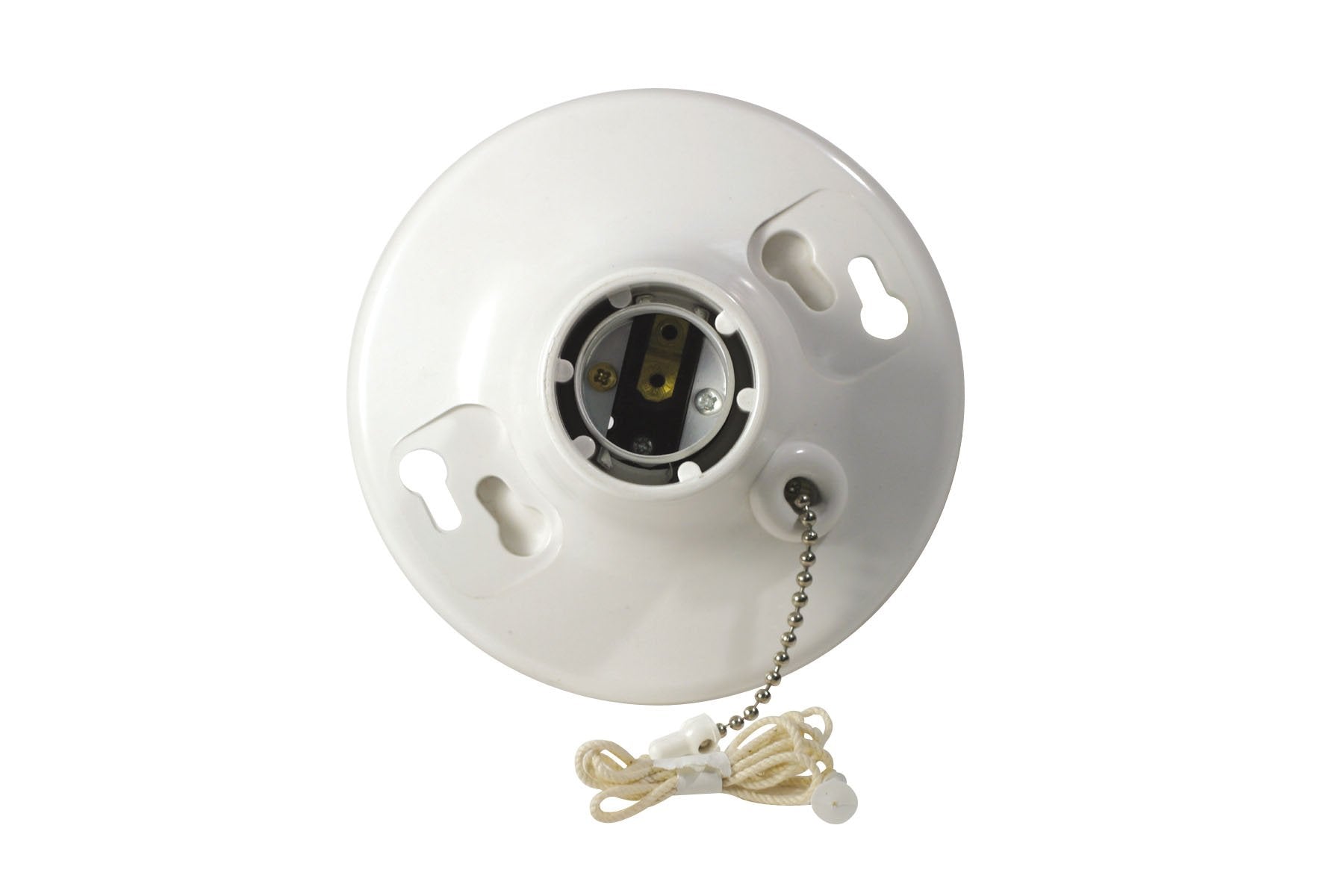 Leviton R50-08827-CW4 1-teilige, oben verdrahtete Lampenfassung mit Zugkette, 660 W, Glühlampe/Leuchtstofflampe/Kompaktleuchtstofflampe, Mittel, Weiß