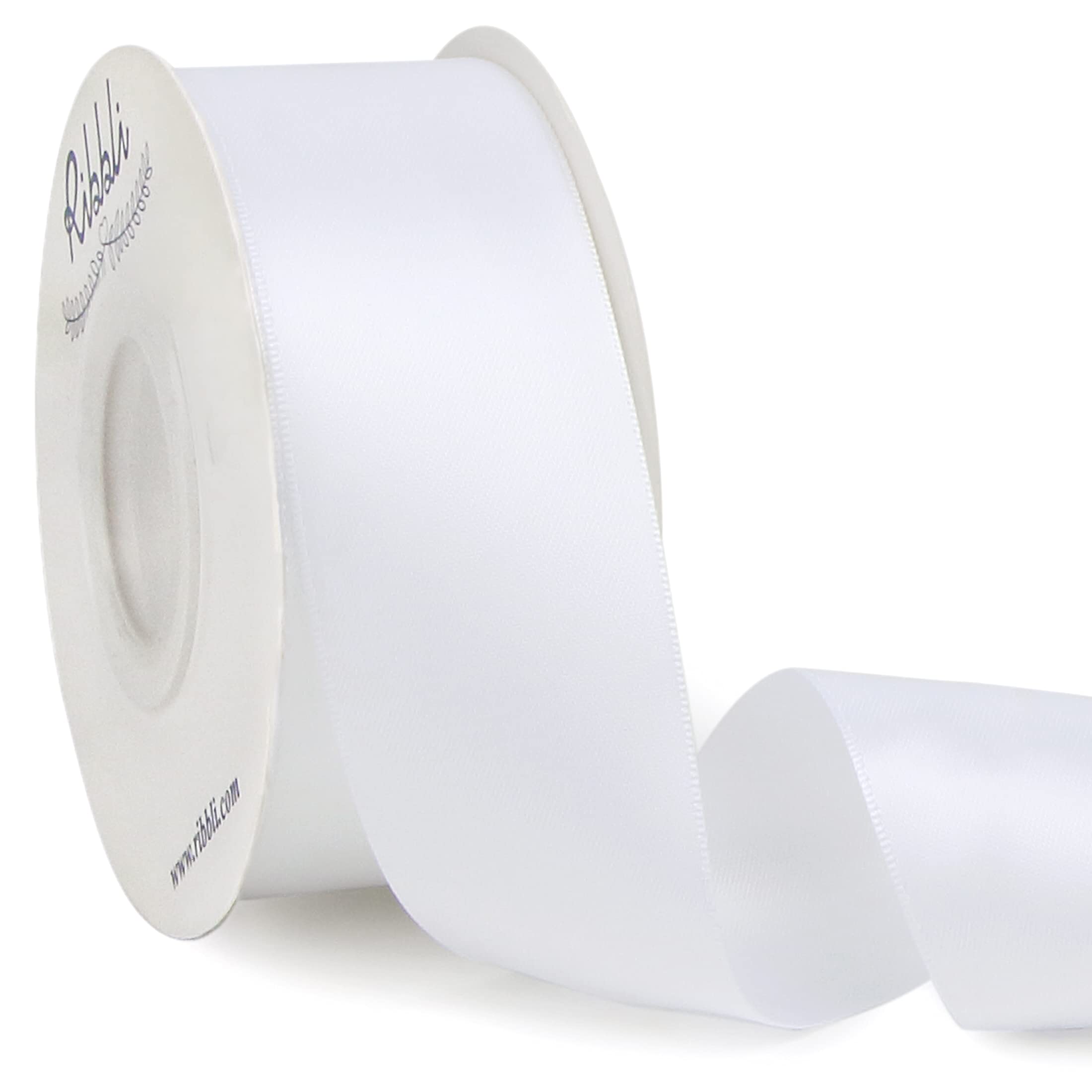 Ribbli White Double Faced Satin Ribbon,1-1/2” x Continuous 25 Yards,Use for Bows Bouquet,Gift Wrapping,Wedding,Floral Arrangement