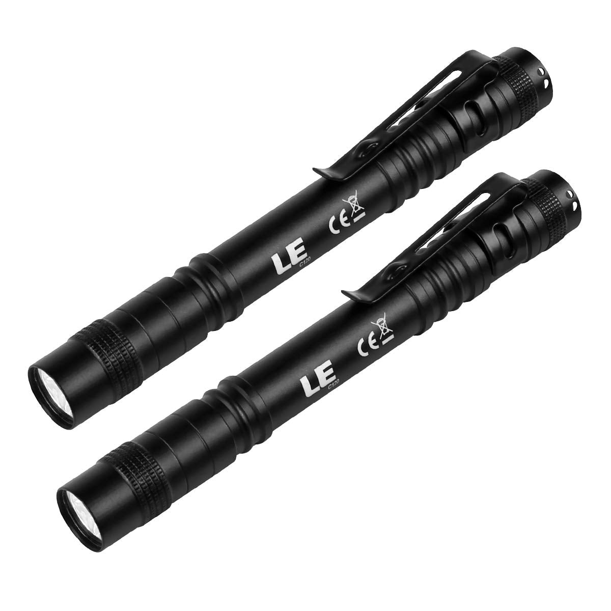 LE LED Stift-Taschenlampen, leicht, Mini, wasserdichte Taschenlampe mit Clip, 2er-Pack kleine Taschenlampen für Inspektion, Arbeit, Notfall