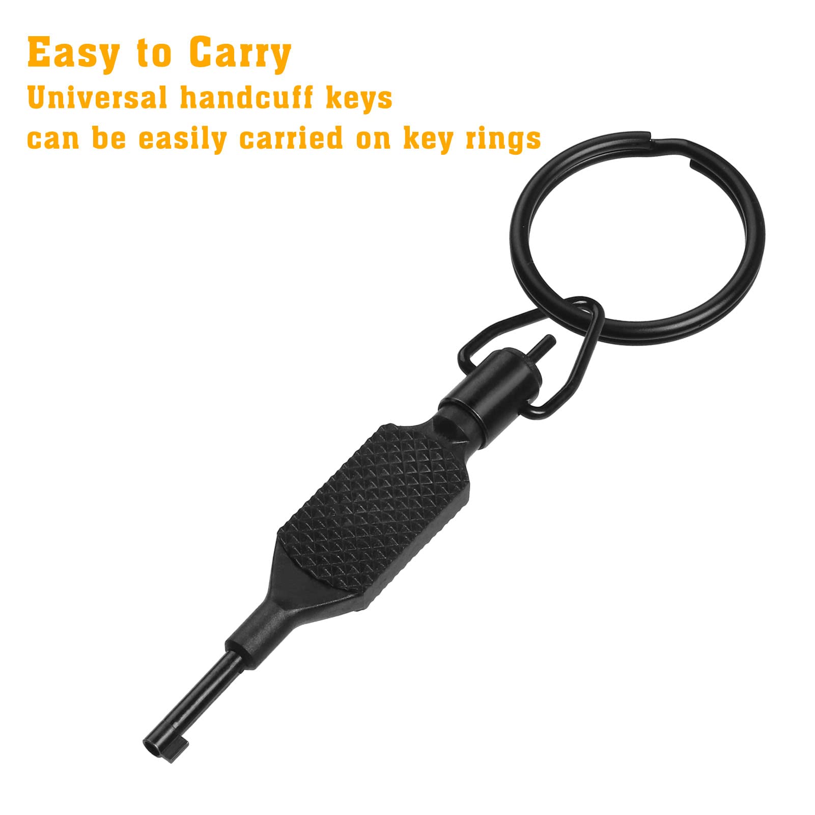 JOTOVO Flat Knurled Swivel Key, Universal Standard Handcuff Key 4" Long with Detachable Keyring, Black