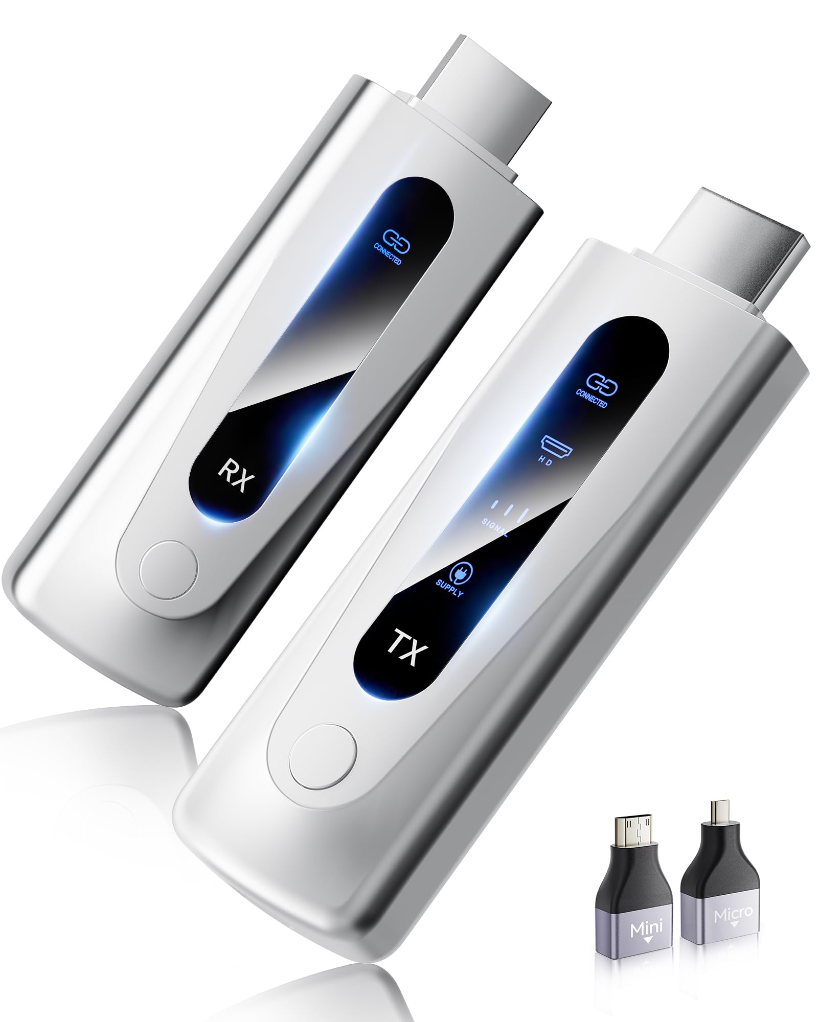 2025 Upgraded Wireless HDMI Transmitter and Receiver 328FT/100M, LED Display, 4K Decode 1080P@60Hz Ultra HD Video Output, Plug&Play 5G+2.4G for Video and Audio to Monitor from PC/Projector/TV Box