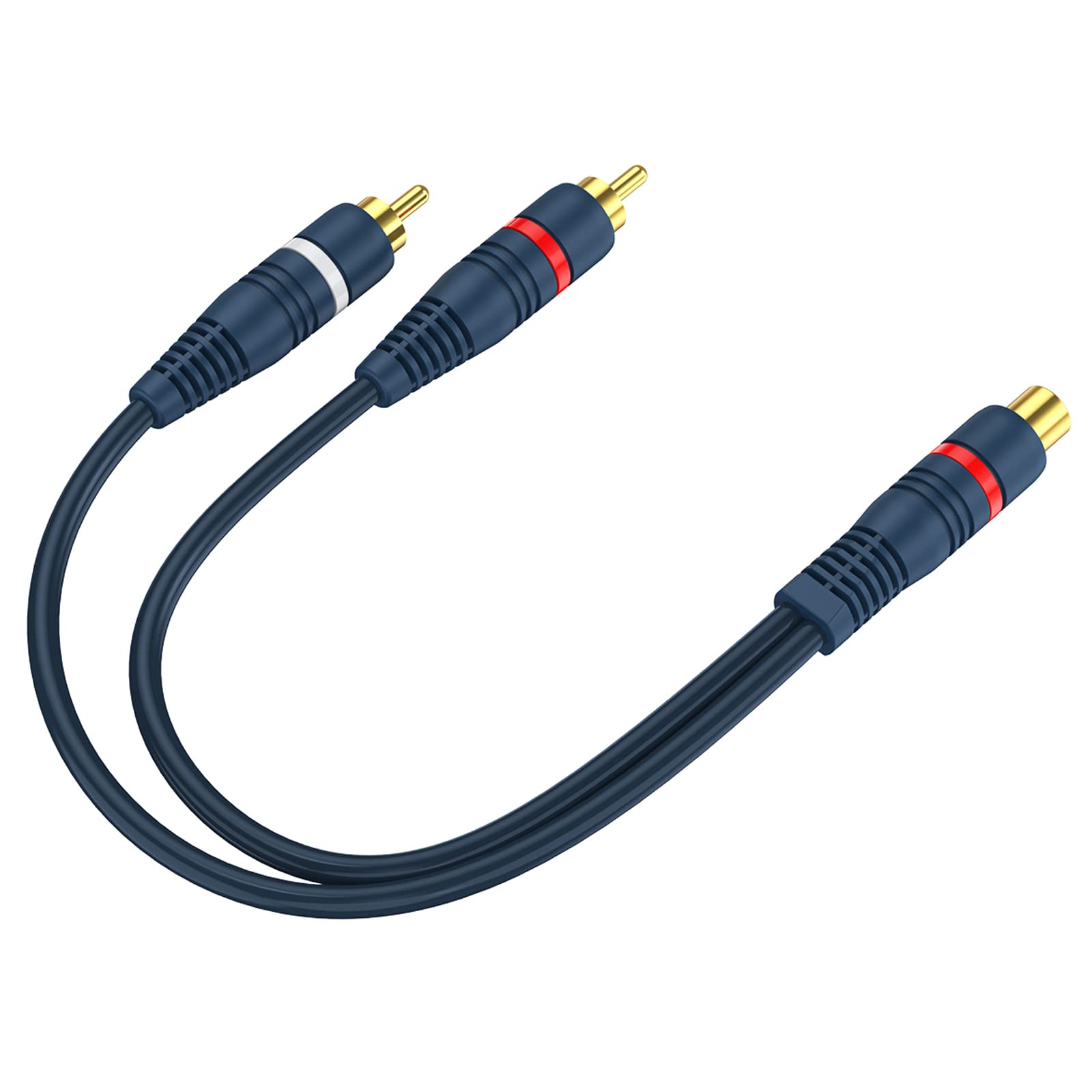 DteeDck RCA Splitter 1 Female to 2 Male, 2 Pack - RCA Audio Video Cable Splitter Adapter, Dark Blue