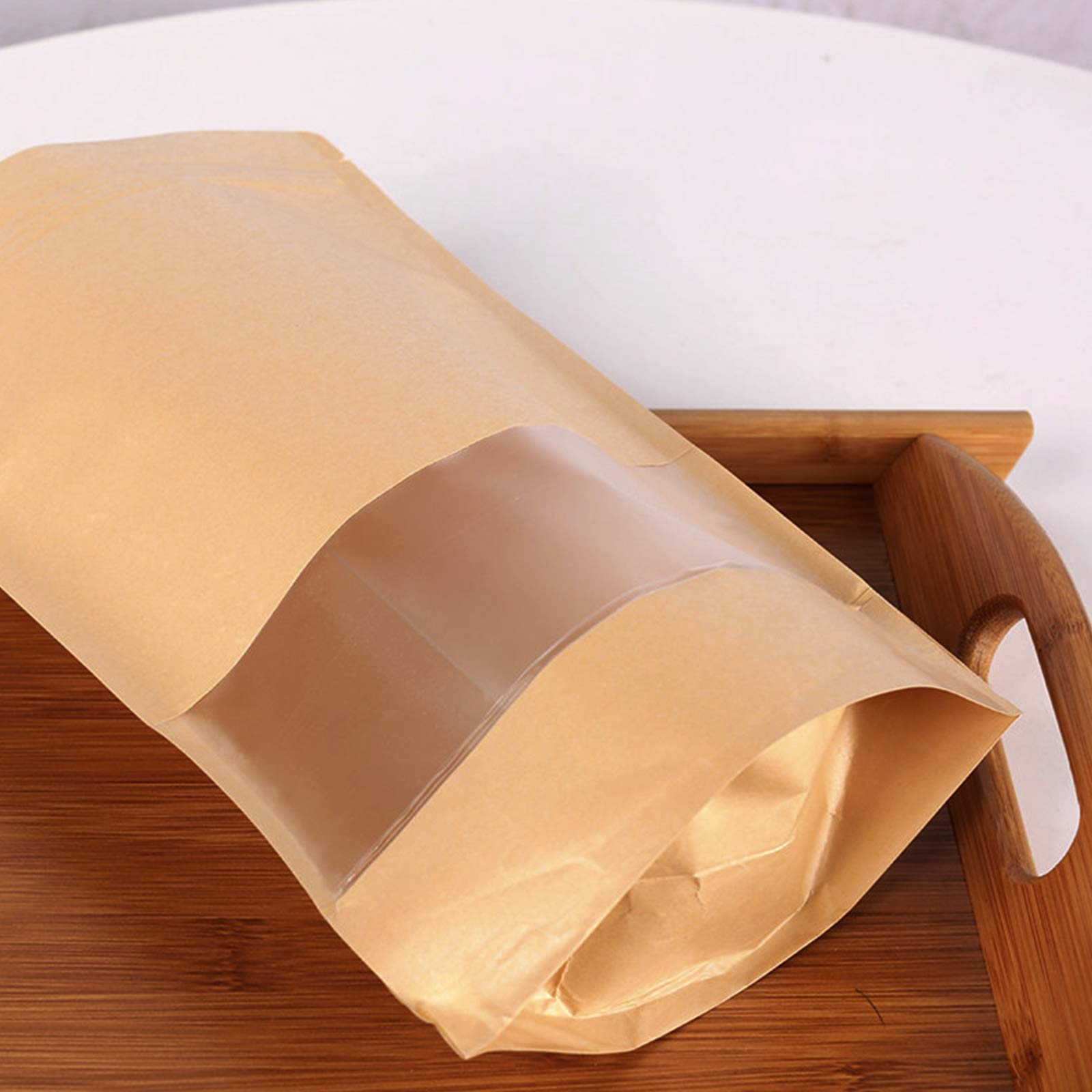 100 Pcs Paper Bags Resealable bags 3.5" x 5.5" Zipper Food Storage Bags, Stand Up, with Matte Window, Reusable, Sealable, for Packaging Products