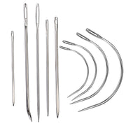9 Pcs Heavy Duty Hand Sewing Needles Kit,Leather Sewing Needles with 5 Leather Hand Sewing Needle and 4 Curved Needle for Home Upholstery,Leather Needles for Hand Sewing,Carpet Canvas Repair...