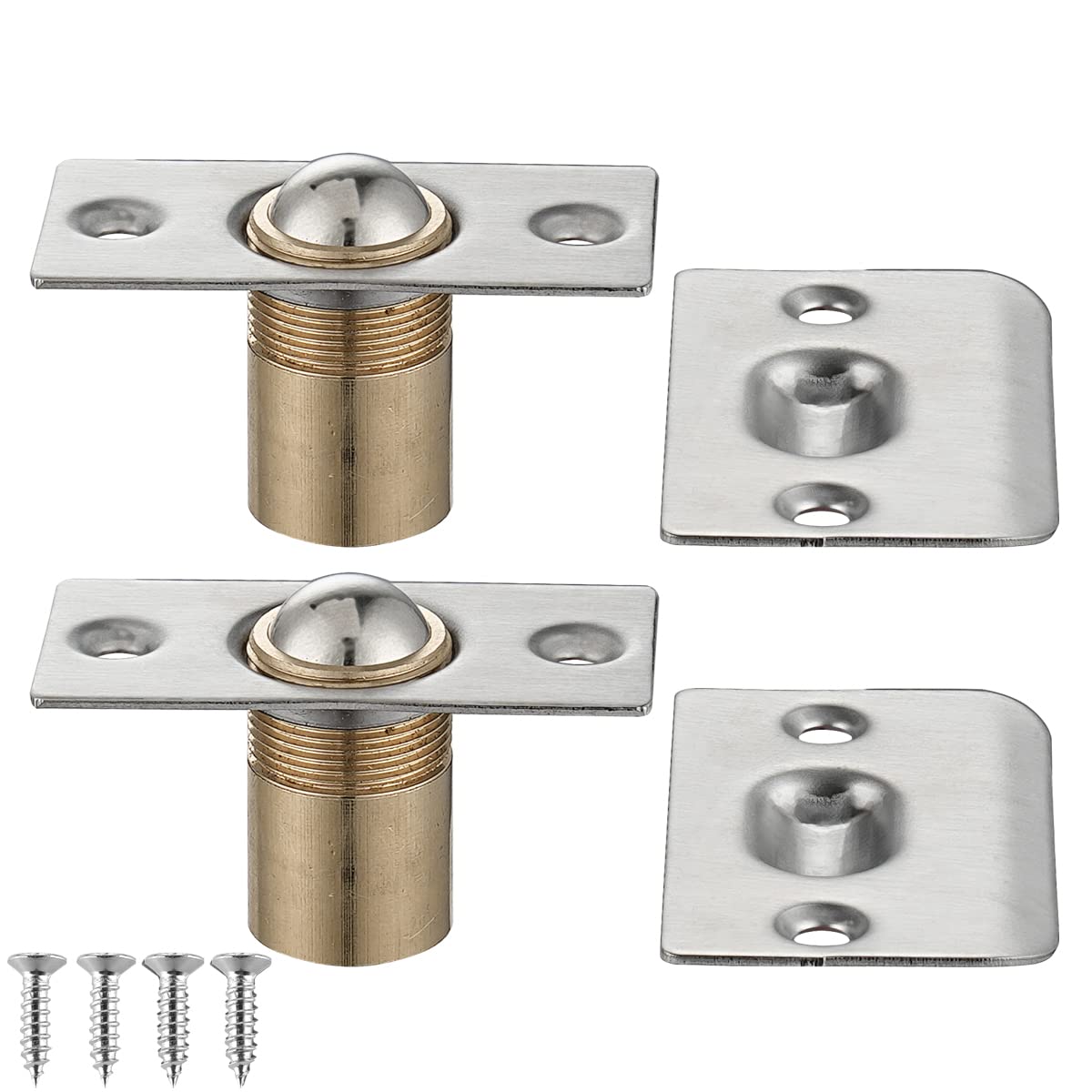 JQK Schranktür-Rollschnapper, Edelstahl-Schnapper verstellbar mit Schließblech, gebürstetes satiniertes Finish, 2 Stück, HBC100-P2