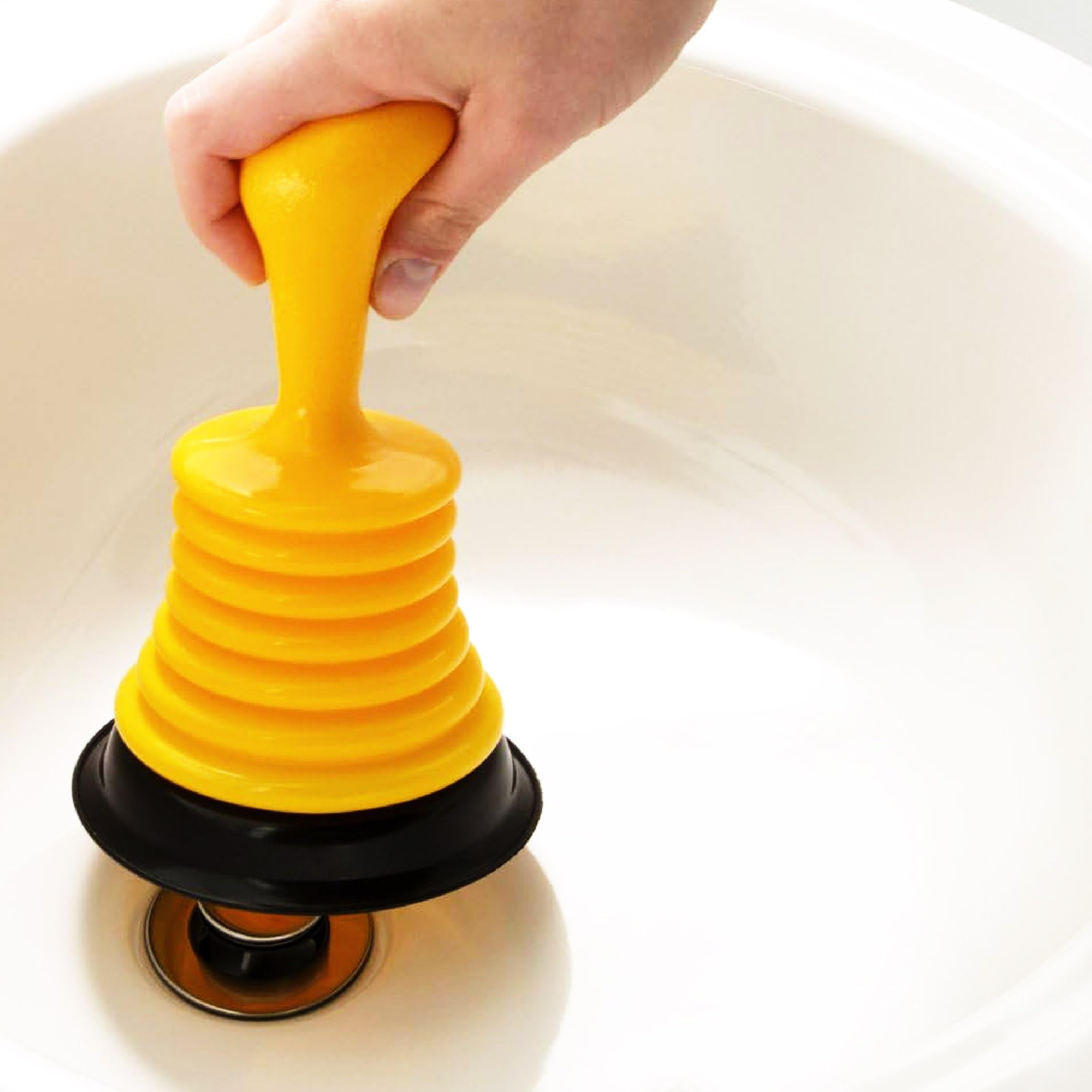 PlumbCraft 11-in. Mini Drain Plunger, Drain and Sink Plunger for Kitchen and Bathroom Drains, Drain Clog Remover with Handle, Bellows Plunger to Unclog Sink Drain, DIY Bathroom Sink Accessory