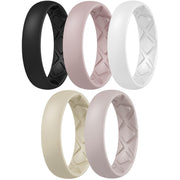 Egnaro Women’s Silicone Engagement Rings, Inner Arc Ergonomic Breathable Design with half sizes, Rubber Wedding Bands，5.5mm Wide-2mm Thick