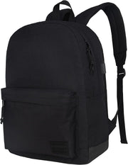 SUPACOOL Casual Laptop Backpack for Men and Women, School Backpack for Boys and Girls, College Bookbag, USB Charging Port, Lightweight Back Pack(Black)
