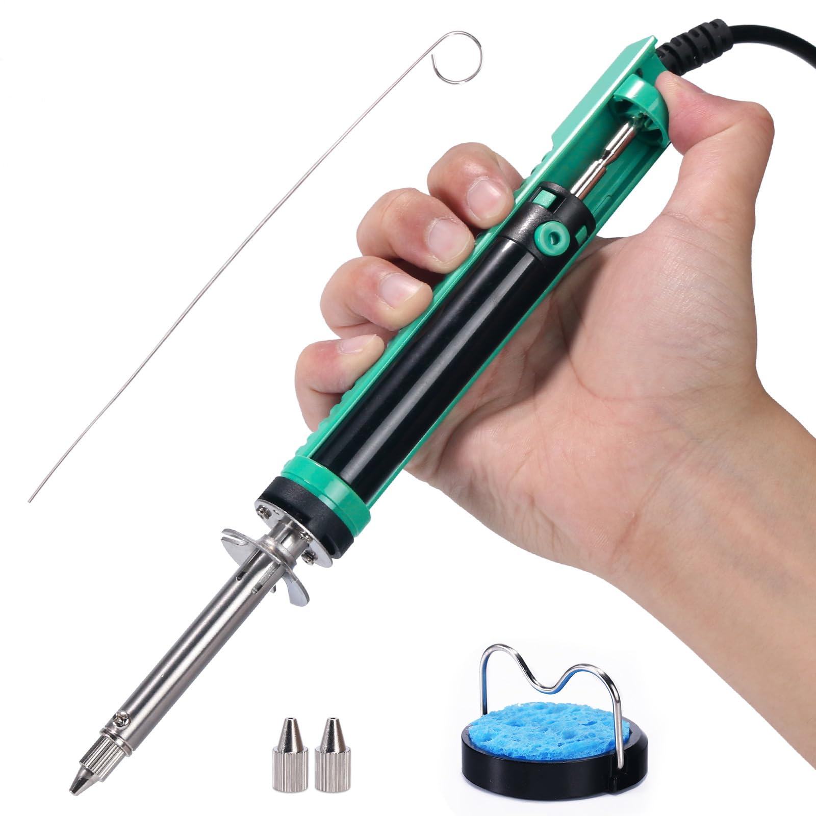 YIHUA 929D-V Elektrischer Entlötkolben Entlötsaugpumpe mit kürzerem Ladehandgriff und Entlötspitzen 1,0 mm 1,2 mm zum Entlöten von Durchsteckkomponenten