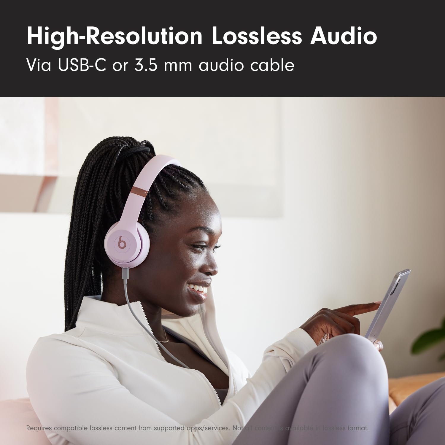 Beats Solo 4 - Wireless Bluetooth On-Ear Headphones, Cloud Pink (Renewed Premium)