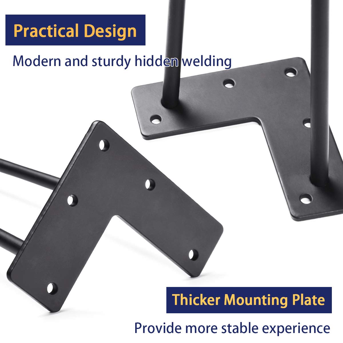 SMARTSTANDARD 16" Hairpin Furniture Legs, Metal Home DIY Projects for Nightstand, Coffee Table, Desk, etc with Rubber Floor Protectors Black 4PCS
