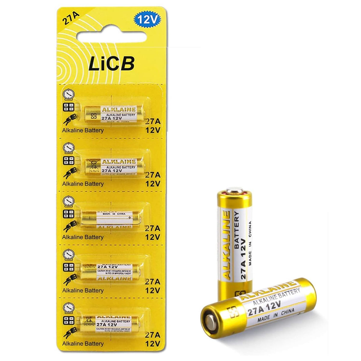 بطارية قلوية LiCB A27 27A 12V (عبوة من 5)