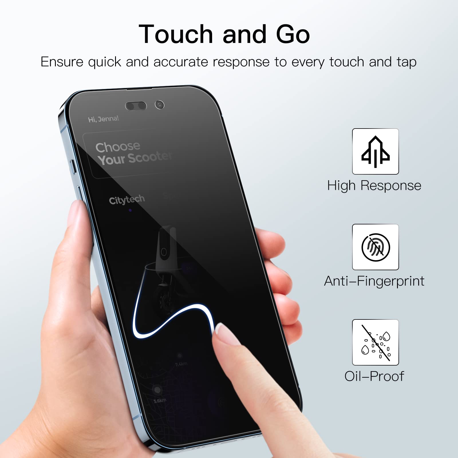 JETech Privacy Full Coverage Screen Protector for iPhone 14 Pro Max 6.7-Inch, Anti-Spy Tempered Glass Film, Edge to Edge Protection Case-Friendly, 2-Pack