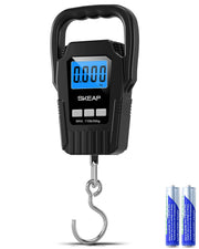 Digital Fish Scale Hanging Scale Fishing Scale, SKEAP 110lb/50kg Luggage Scale,Fish Weighing Scale, Upgrade Large Handle & Backlit LCD Display, Black,Fishing Gifts for Men,Black