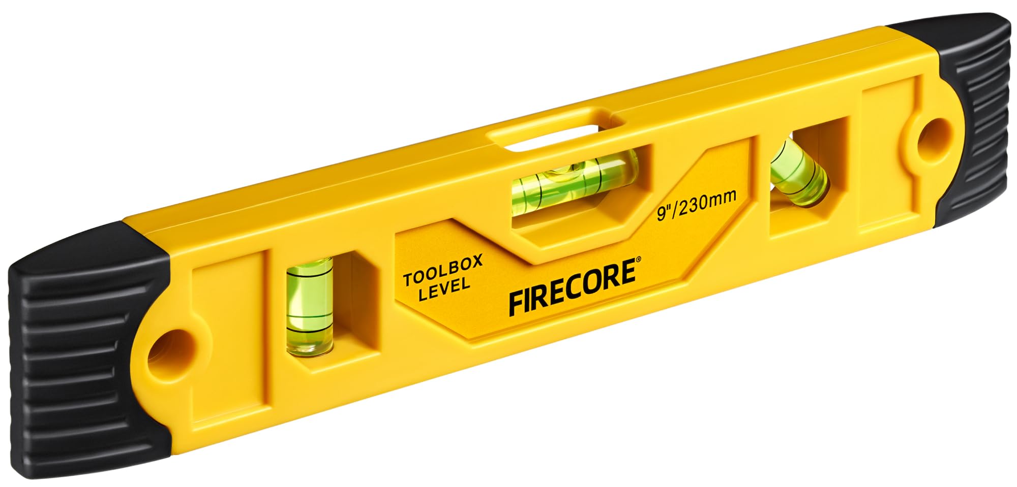 Torpedowasserwaage magnetisch, Firecore 9 Zoll stoßfestes kleines Nivellierwerkzeug mit 3 Libellen für 45 90 180 Grad, Bauwasserwaage zum Aufhängen von Bildern, Regalmontage, Hausrenovierung
