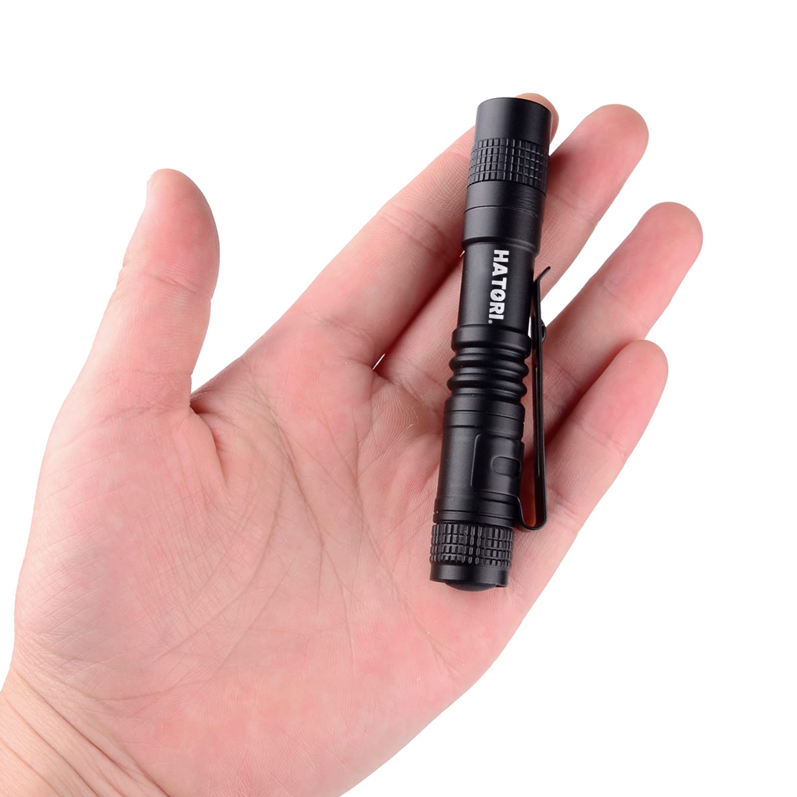 HATORI LED Mini Taschenlampe, helle kleine Handtaschenlampen taktisches Hochleistungs-Stiftlicht für Camping, Outdoor, Notfall, 1er-Pack (3,55 Zoll)