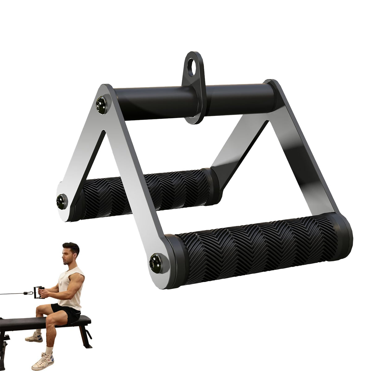Fitarc Double D Row Handle Cable Attachments for Gym, Non-Slip V Bar Attachment for Home Gym Equipment, T Bar Row Attachment for Back Training, LAT Pulldown Attachments and Cable Machine Attachment